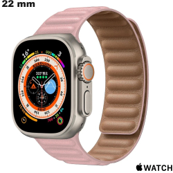 Bracelet Rose Cuir 22 mm pour montre Apple Watch