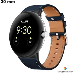 Google Pixel Blue Leather Watch Strap 20 mm