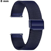 Armband 8 mm horloge Blauw RVS # Eenvoudige Montage