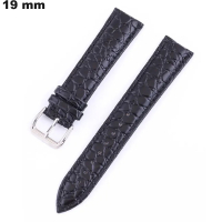 Armband Schwarz 19mm Echtes Leder Croco-Stil von hoher Qualität