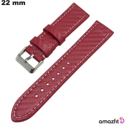 Bracelet Rouge montre 22 mm Cuir véritable Amazfit