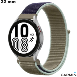 Pulseira 22 mm smartwatch Tecido Garmin Bege Velcro