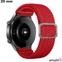 Bracelet Amazfit Rouge pour montre 20mm élastique Tissu
