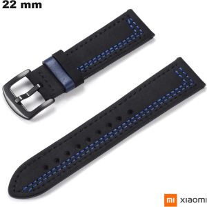 Armband für 22mm Xiaomi Uhr Schwarz Echtes Leder von hoher Qualität