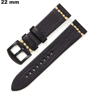 Armband 22 mm Schwarz Uhr Veganes Leder / Versand 24h