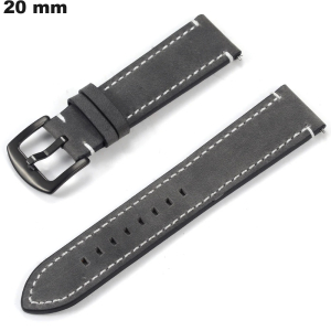 Armbanduhr 20 mm Echtes Leder Grau \ Versand in 24h