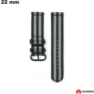 Bracciale Zulu robusto in nylon per smartwatch Huawei Nero 22mm economico
