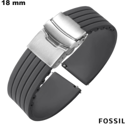Bracelet 18 mm Fossil Gris montre connectée Caoutchouc