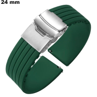 Pulsera de silicona verde de 24 mm para reloj # Envío gratuito a partir de 20€
