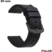Verkoop van Zwart Smartwatch Band Faux Leer Polar 20mm