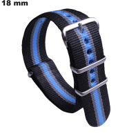 Uhrenarmband Nylon 18mm Schwarz | Versandkosten 3,99€