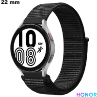 Armband Nylon Honor Klettverschluss 22 mm Schwarz ● Bester Preis