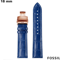 Verkauf 18 mm Blau Echtes Lederarmband für Fossil Uhren