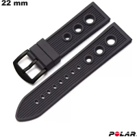 Polsband Polar Silicone Zwart 22mm voor horloge | Snelle Levering