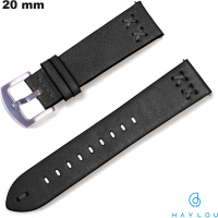 Genuine Leather Bracelet 20mm Black Haylou - Fast Shipping