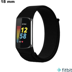 Pulseira de Tecido 18 mm FitBit relógio inteligente Preto