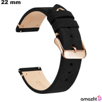 Armband 22mm für Uhr Schwarz Echtes Leder Amazfit von hoher Qualität