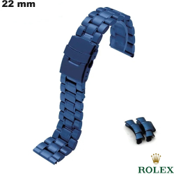Armband 22 mm Rolex Blauw Oyster Roestvrij staal