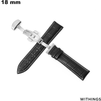 Armband 18 mm Schwarz Withings aus hochwertigem echtem Leder