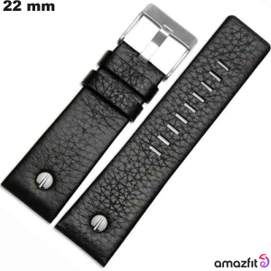 Armband 22 mm für Uhr Schwarz echtes Leder Amazfit günstig