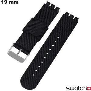 Swatch Horloge Armband Zwart Nylon 19 mm - Snelle Levering Swatch Horloge Armband Zwart Nylon 19 mm - Snelle Levering
