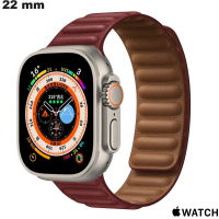 Bracelet Apple Watch Rouge Cuir 22 mm # Livraison Rapide