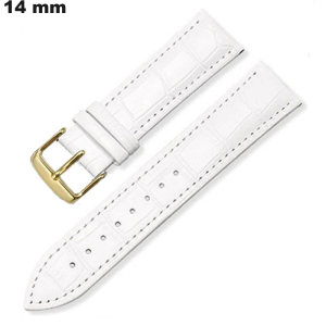 Bracelet Cuir véritable Blanc montre 14mm