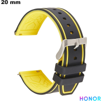 Armband Schwarz Honor 20 mm für Uhr Silikon - Bester Preis