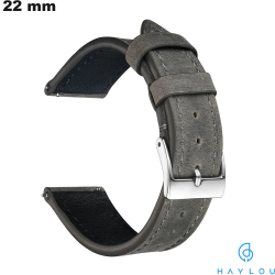 Bracelet Haylou Cuir véritable Gris 22 mm de montre
