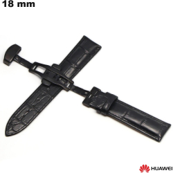 Bracelet Huawei de smartwatch 18 mm Cuir véritable Noir