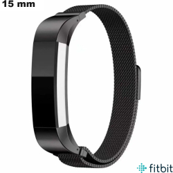 Bracelet Acier Inoxydable Noir montre 15mm FitBit
