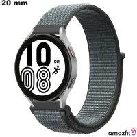 Amazfit Grau Velcro Armband aus Stoff 20 mm Uhrenqualität