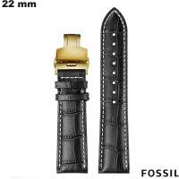 Verkauf Echtes Lederarmband Smartwatch 22 mm Schwarz Fossil