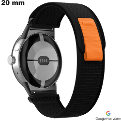 Bracelet 20 mm smartwatch Google Pixel Nylon Noir