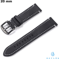 Kaufen Sie das Haylou Echtlederarmband Schwarz für Smartwatches 20mm