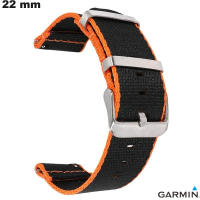 Black Nylon 22 mm Garmin Smartwatch Bracelet / Easy Installation