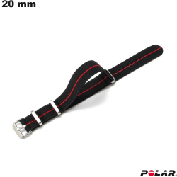Bracelet Noir de montre connectée 20 mm Tissu Polar