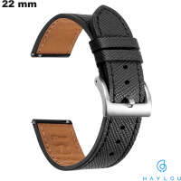 Armband 22 mm Schwarz Haylou Echtes Leder für günstige Uhr