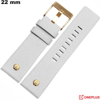 Buy White Genuine Leather Watch Strap 22mm OnePlus