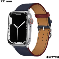 Bracelet Bleu Apple Watch de montre connectée 22 mm Cuir de qualité
