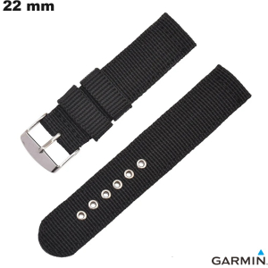 Armband 22mm Nylon Schwarz Garmin Uhr # Schneller Versand