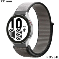 Horlogearmband 22mm Grijs Fossil Nylon ● Eenvoudige Montage