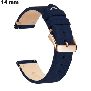 Armband 14 mm Echtes Leder edler Uhr Blau von hoher Qualität