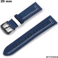 Armbanduhr Smartwatch 20 mm Withings Blau Echtes Leder von hoher Qualität