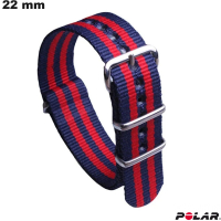 Bracelet Polar 22 mm pour montre Nylon Bleu