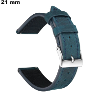 Armband aus echtem Leder Blau für Uhren 21mm - Premium-Qualität