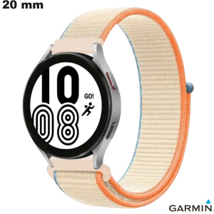 Verkauf von beigem Velcro-Gewebearmband 20 mm für Garmin Smartwatch
