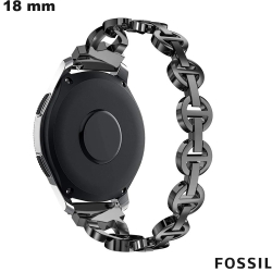 Bracelet 18 mm Noir de montre Fossil Métal