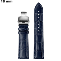 Armband 18 mm Eleganz Echtes Leder Blaue Qualitätsuhr