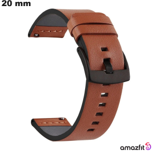 Pulsera Amazfit Marrón de reloj con grano liso de 20 mm barata